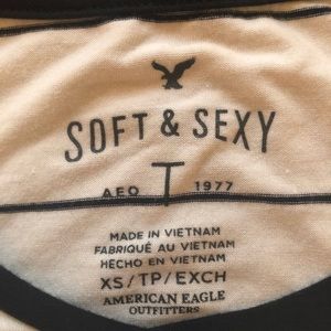 cream & black striped cropped shirt